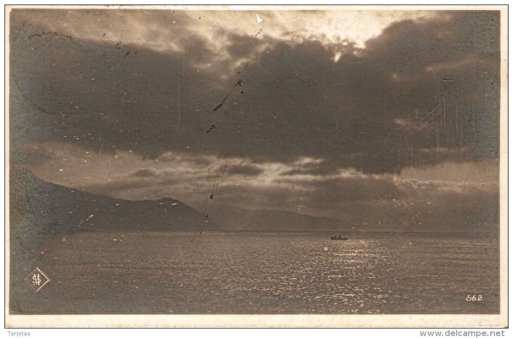 POSTAL ENVIADA DESDE MATARO DE UN CONTRALUZ DE VISTA COSTERA DEL AÑO 1912 - Contraluz