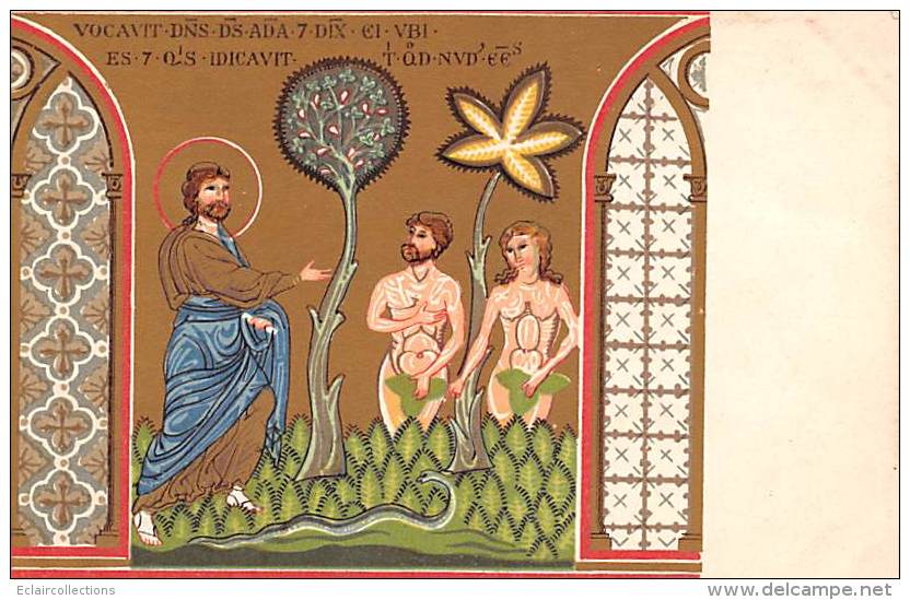 Religion  Lot De 20 Cartes   Création Du Monde..Adam Et Eve ..Abel Et Caïn  Lire Texte En Latin - Tableaux, Vitraux Et Statues