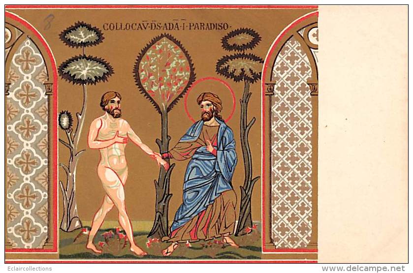 Religion  Lot De 20 Cartes   Création Du Monde..Adam Et Eve ..Abel Et Caïn  Lire Texte En Latin - Paintings, Stained Glasses & Statues