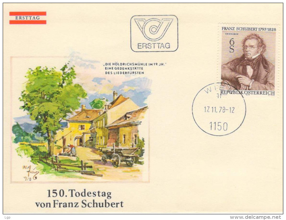 Österreich/Austria, FDC 1978; Musik/Music, Franz Schubert  (HOV-1407) - Música