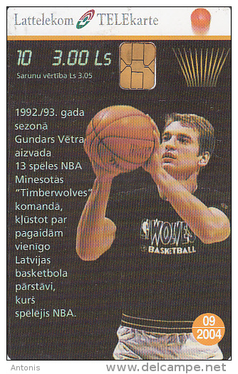 LATVIA - Basketball 10/Gundars Vetra, Tirage 25000, Exp.date 09/04, Used - Lettonia