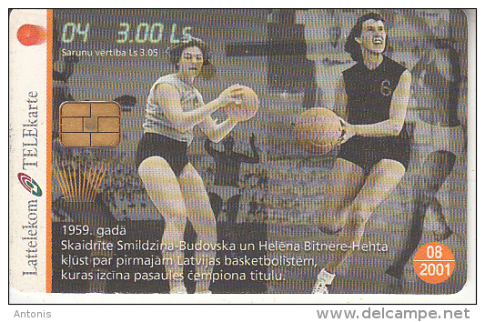 LATVIA - Basketball 4/S.Smildzina Budovska-H.Bitnere Hehta, Tirage 35000, Exp.date 08/01, Used - Lettonia