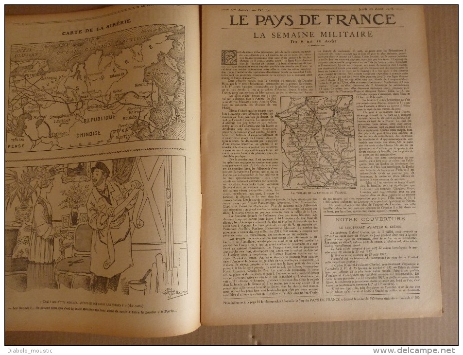 1918 LPDF:Aviateur Guérin;Soissons;PROVENCE; Moreuil;Rouvrelles;Montdidier;Villers-Cot.;Ville-en-;Oulchy-la-V ;ECHO S - Français