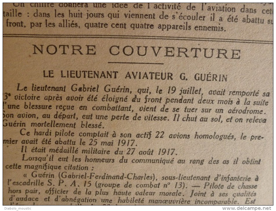 1918 LPDF:Aviateur Guérin;Soissons;PROVENCE; Moreuil;Rouvrelles;Montdidier;Villers-Cot.;Ville-en-;Oulchy-la-V ;ECHO S - Français