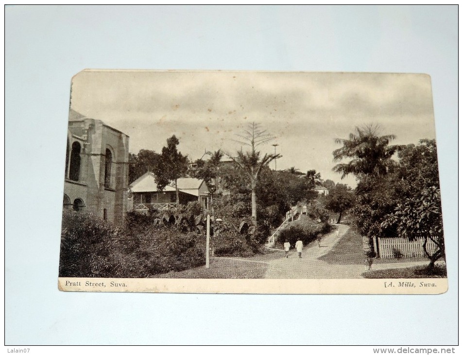 Carte Postale Ancienne : FIDJI , FIJI : Pratt Street , SUVA , Stamp 1909 - Fidji