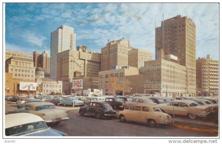Fort Worth Texas, Downtown Buildings, Parking Lot With Many Autos, C1950s Vintage Postcard - Fort Worth