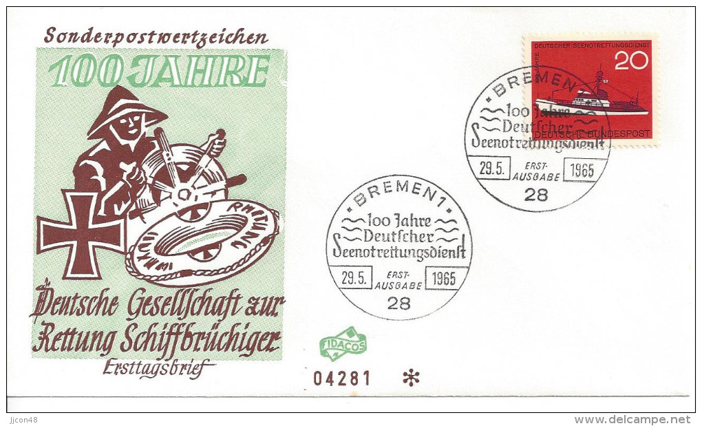 Germany (BRD) 1965  100 Jahre DGRS  FDC  Mi.478 - Other & Unclassified