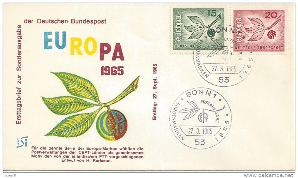 Germany (BRD) 1965  Europa  FDC  Mi.483-484 - Other & Unclassified