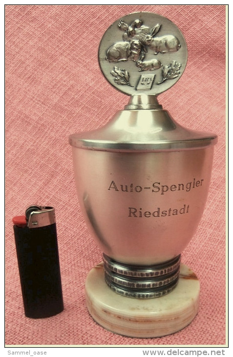 Pokal Kaninchen-Zucht-Verein  -  Motor-Spengler Riedstadt  -  Ca. 20 Cm Länge  -  Von Ca. 1980 - Sonstige & Ohne Zuordnung