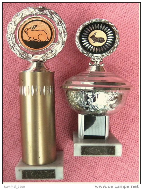 2 X Pokal Kaninchen-Zucht-Verein  -  Ca. 21 Cm Und 26,5 Cm Länge  -  Von Ca. 1980 - Sonstige & Ohne Zuordnung
