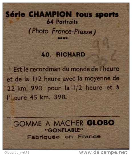 CHOMO IMAGE OFFERTE PAR GOMME A MACHER GLOBO..SERIE CHAMPION TOUS SPORTS..RICHARD - Autres & Non Classés