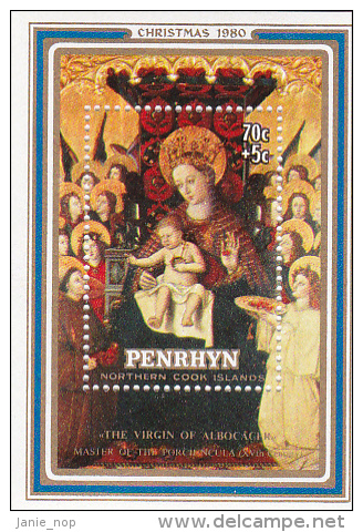 Penrhyn 1980 Christmas,The Virgin  Of Albucacer , Charity Souvenir Sheet MNH - Penrhyn