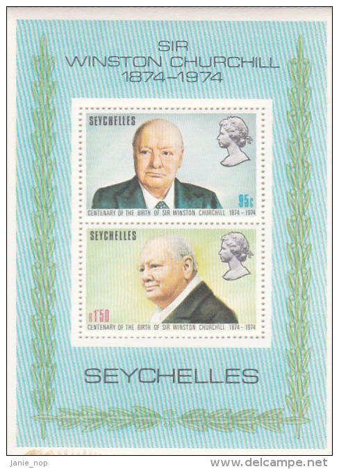 Seychelles,1974 Churchill Birth Centenary Souvenir Sheet MNH - Seychellen (1976-...)