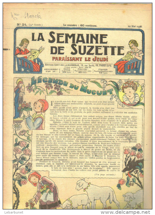 4 B.D. "La Semaine De Suzette" 1938 "le Mariagre De Mlle Chanson D'Avril Du N°23 Au N° 26 - La Semaine De Suzette