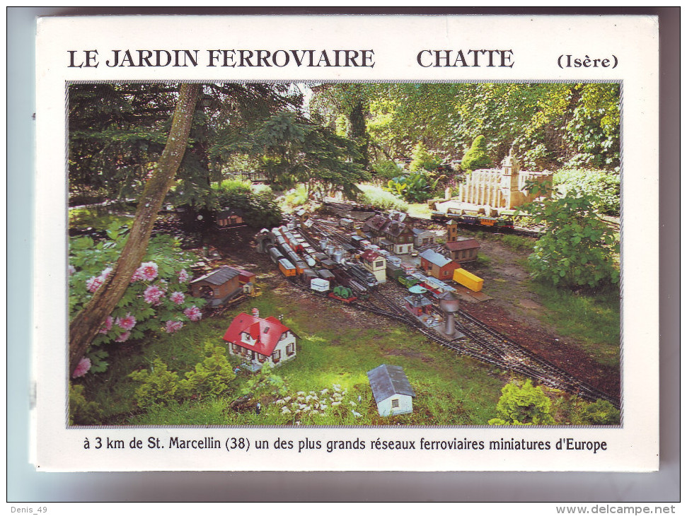 Dépliant 8 Vues Jardin Ferroviaire Miniature   Chemin De Fer Chatte Isère - Ferrovie