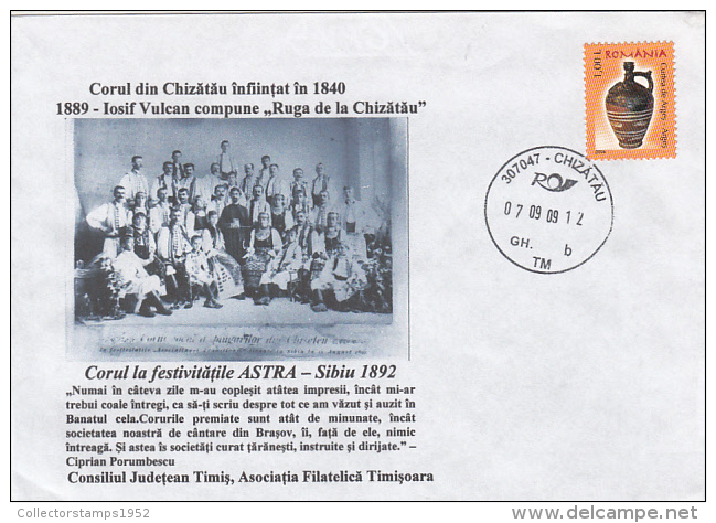 1419- CHIZATAU CHOIR, SPECIAL COVER, 2009, ROMANIA - Lettres & Documents