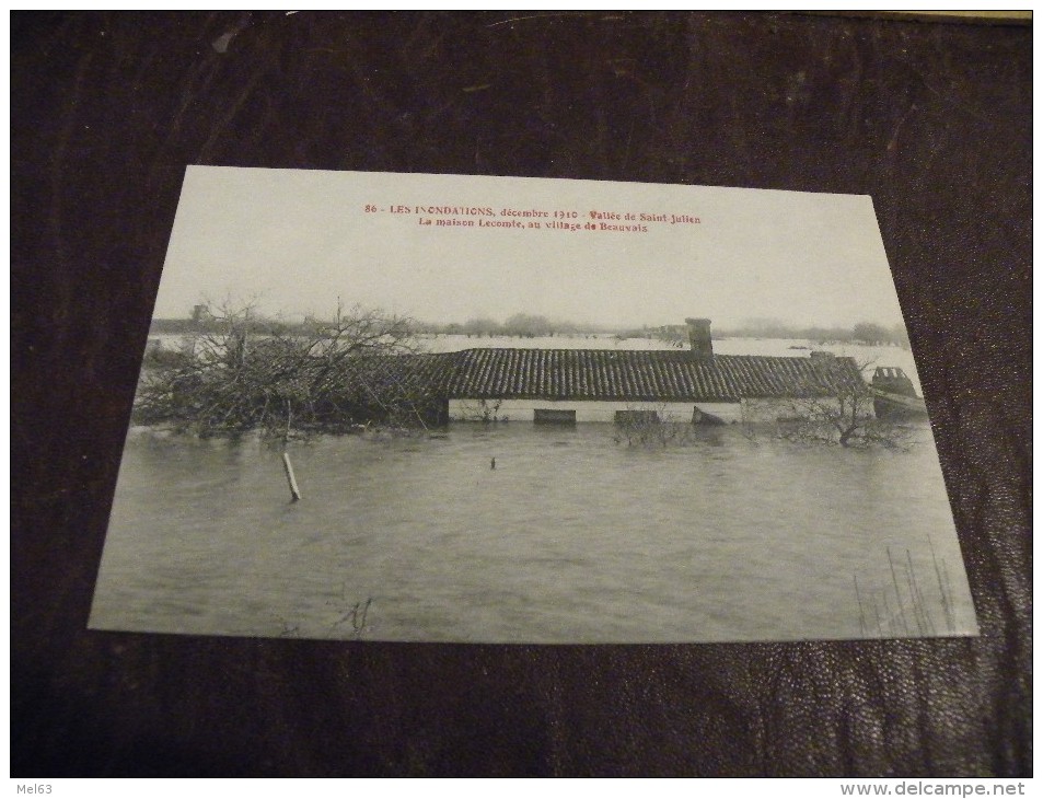 A177..CPA..44..LES INONDATIONS,Déc 1910.Vallée De St.Julien.La Maison Lecomte.Village Beauvais.rare Beau Plan.non Ecrite - Haute-Goulaine