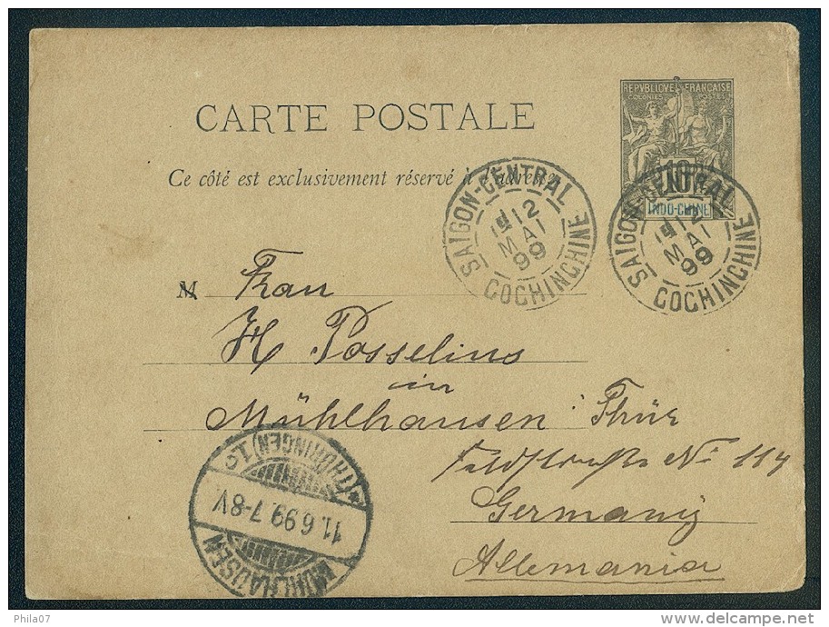 Fracnce - Indochina Cochinchine, Vietnam. Stationery Sent From Saigon 12.05.1899. To Germany. Arrival 11.06.1899. - Andere & Zonder Classificatie