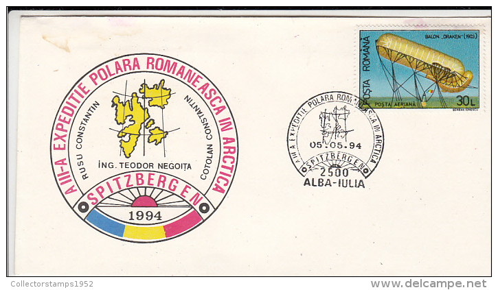 1432- ROMANIAN ARCTIC EXPEDITION, SPITZBERGEN, SPECIAL COVER, 1994, ROMANIA - Arktis Expeditionen