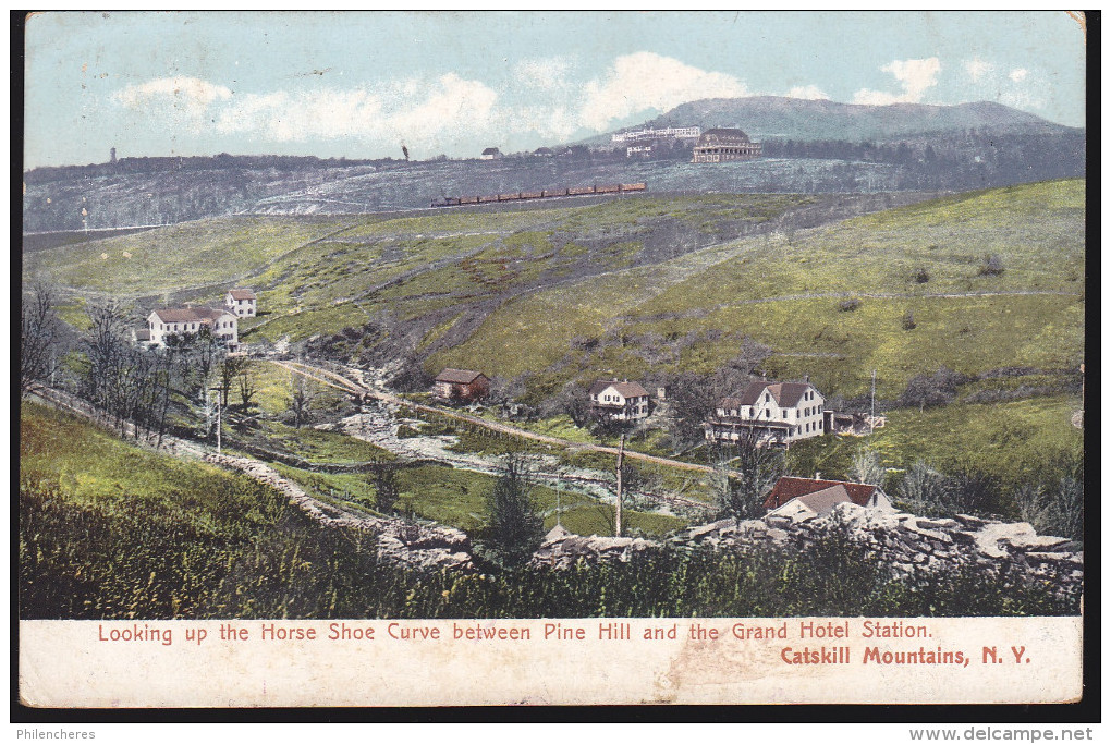 CPA - (Etats Unis) Catskills Mountains - Looking Up The Horse Shoe Curve Between Pine Hill And The Grand Hotel Station - Catskills