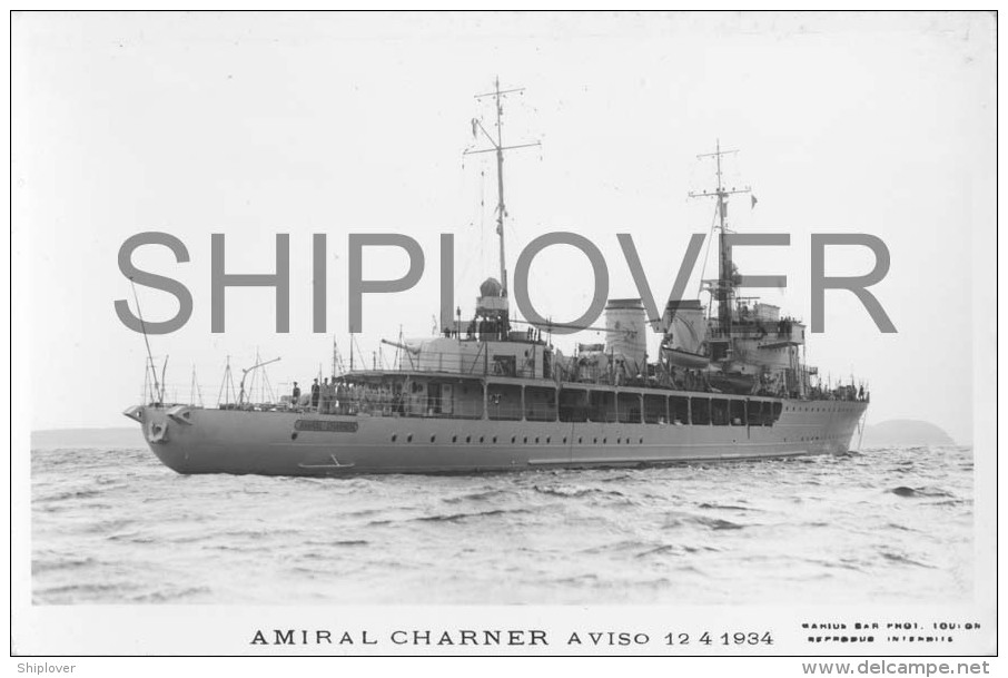 Aviso AMIRAL CHARNER (Marine Nationale) - Carte Photo éd. Marius Bar - Photo/bateau/schiff - Guerre