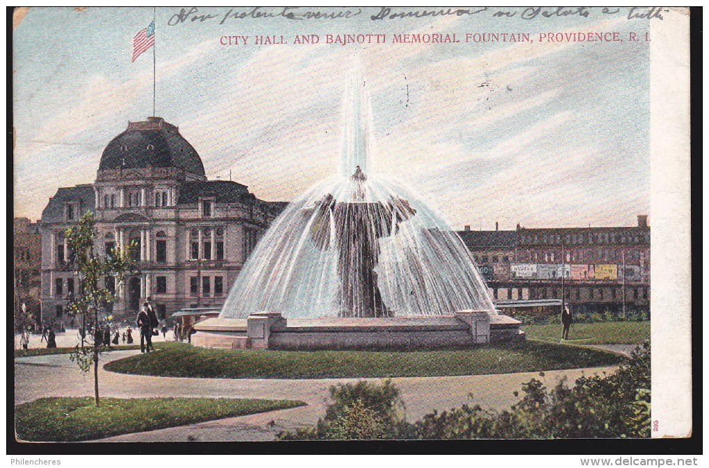 CPA - (Etats Unis) City Hall And Bajnotti Memorial Fountain Providence RI - Providence