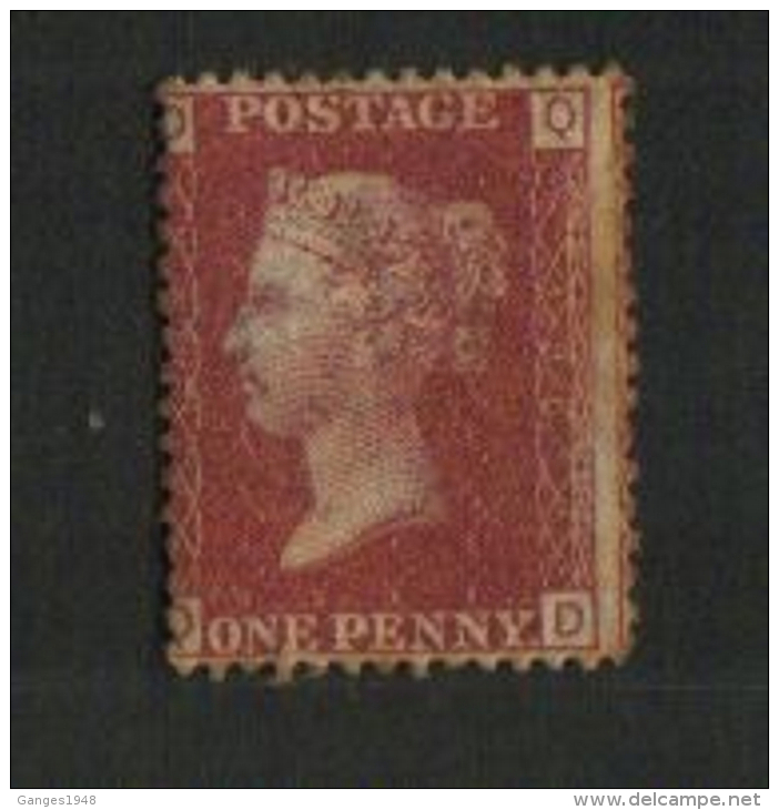 Great Britain   QV  1d  Red  D Q  Plate Number 196  #  57452 - Unclassified