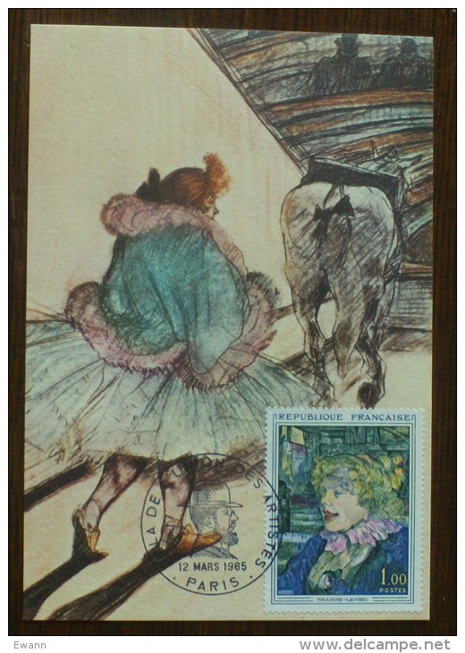 Carte 1965 - YT N°1426 - GALA DE L'UNION DES ARTISTES / TOULOUSE LAUTREC - PARIS - Cachets Commémoratifs