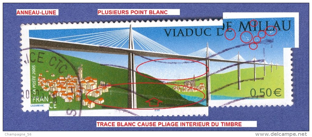 2005  N° 3730  VIADUC DE MILLAU DEUX BANDE PHOSPHORESCENTE OBLITÉRÉ YVERT TELLIER 1.00 € - Usati