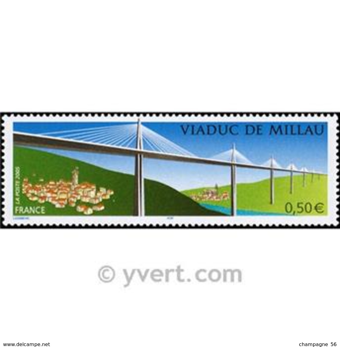 2005  N° 3730  VIADUC DE MILLAU DEUX BANDE PHOSPHORESCENTE OBLITÉRÉ YVERT TELLIER 1.00 € - Usati