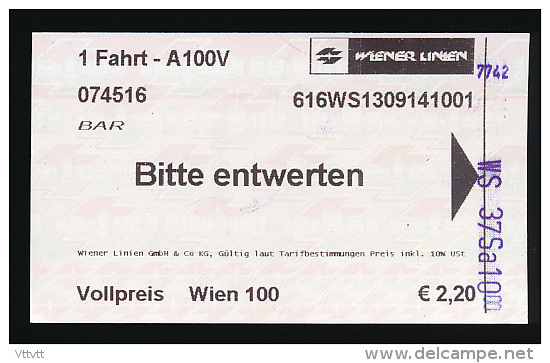 Ticket De Transport : VIENNE, Autriche, U-BAHN (Reseau Métropolitain) 5 Lignes, Metro - Europa