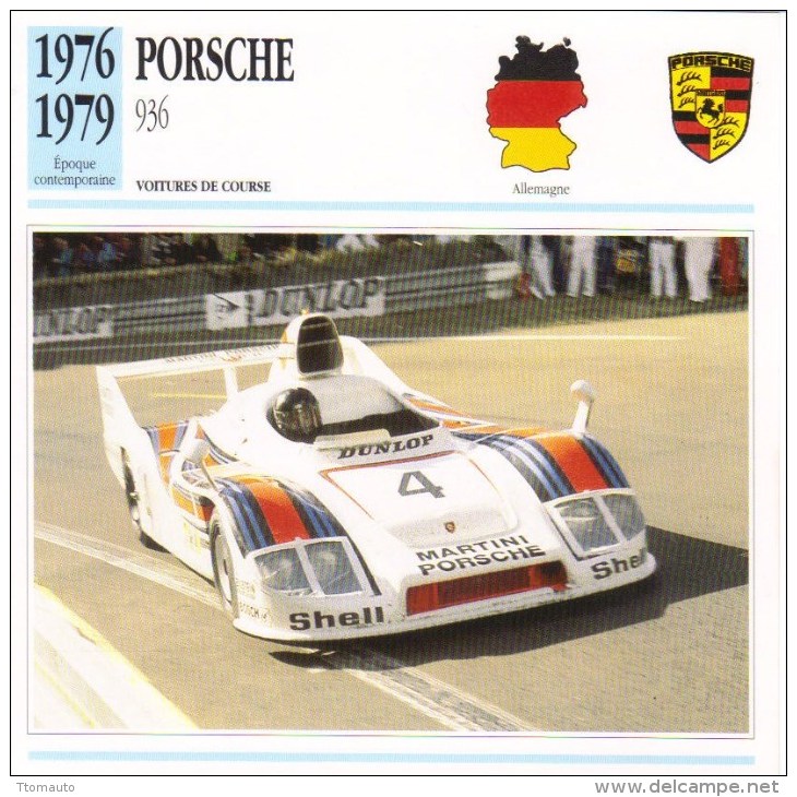 Fiche - Voitures De Course  Le Mans  -  Porsche 936  - 1977   -  Carte De Collection - Le Mans