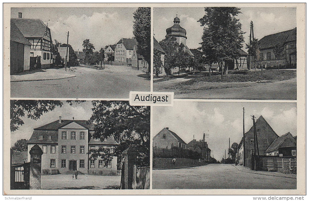 AK Audigast Schule Dorfplatz Gasthof Groitzsch Stempel Bei Leipzig Zwenkau Borna Pegau Böhlen Zeitz Weissenfels - Rötha