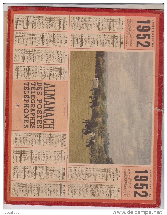 CALENDRIER DE LA LOIRE 1952, COMTE DE KENT - Grand Format : 1941-60