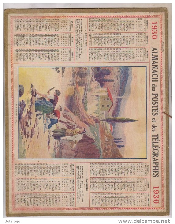 CALENDRIER ALMANACH 1930 LA LOIRE , THEME   LES LAVEUSES (corse) - Grand Format : 1921-40