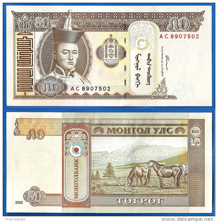 Mongolie 50 Tugrik 2000 Neuf UNC Asie Asia Mongolia Cheval Horse Animal Skrill Paypal - Mongolei