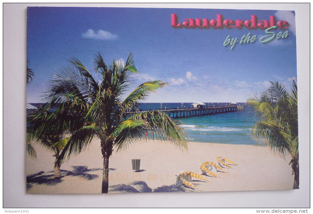 Etat Uni - Floride - Lauderdale ( By The Sea ) Sandy White Beaches And Fishing Pier ( Timbre Philatelique (2 Scann) - Fort Lauderdale