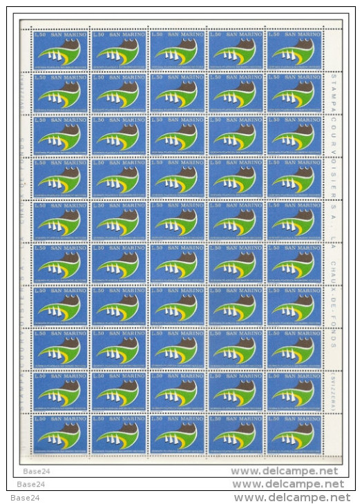 1974 San Marino Saint Marin RICCIONE 50 Serie In Foglio MNH** Sheet - Esposizioni Filateliche