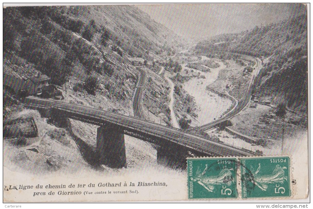 Cpa,suisse 1907,ligne Chemin De Fer Du Gothard à Biaschina,giornico,tunnel Ferroviaire,lieu Naissance De La Suisse,rare - Giornico