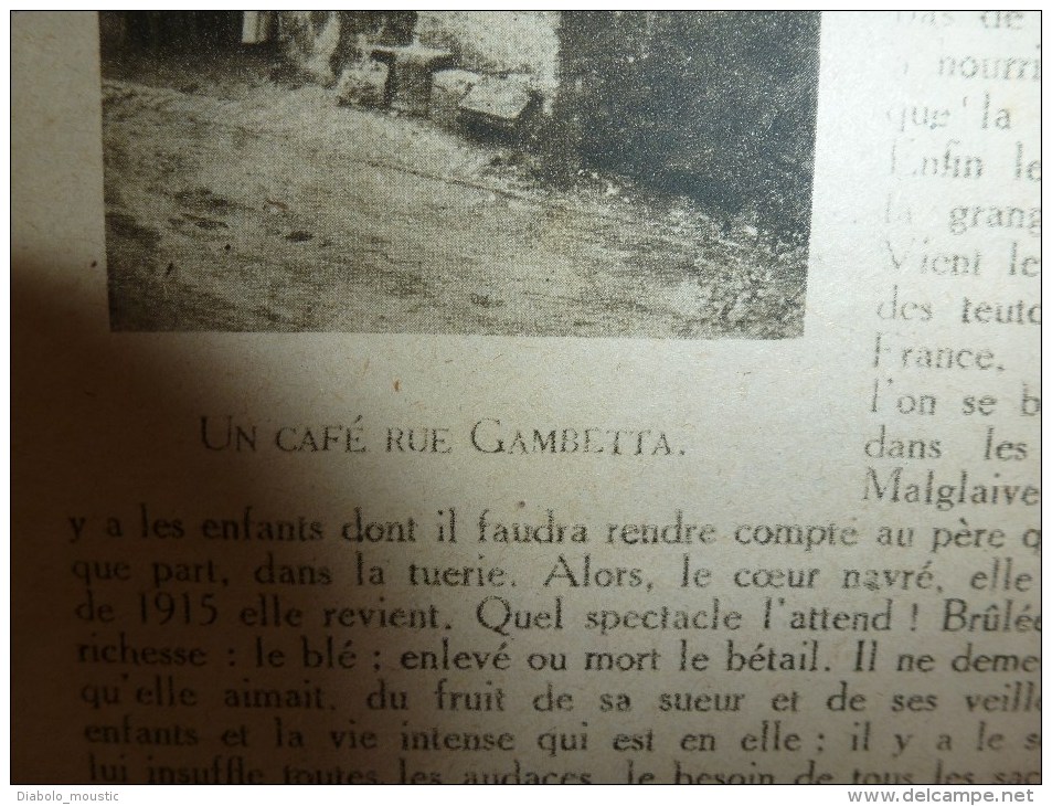 1918 LPDF: Art français à Madrid;Canon british;Gerbéviller;Chasseurs alpins;Aviateurs victimes et FONCK; Alcool d'algue