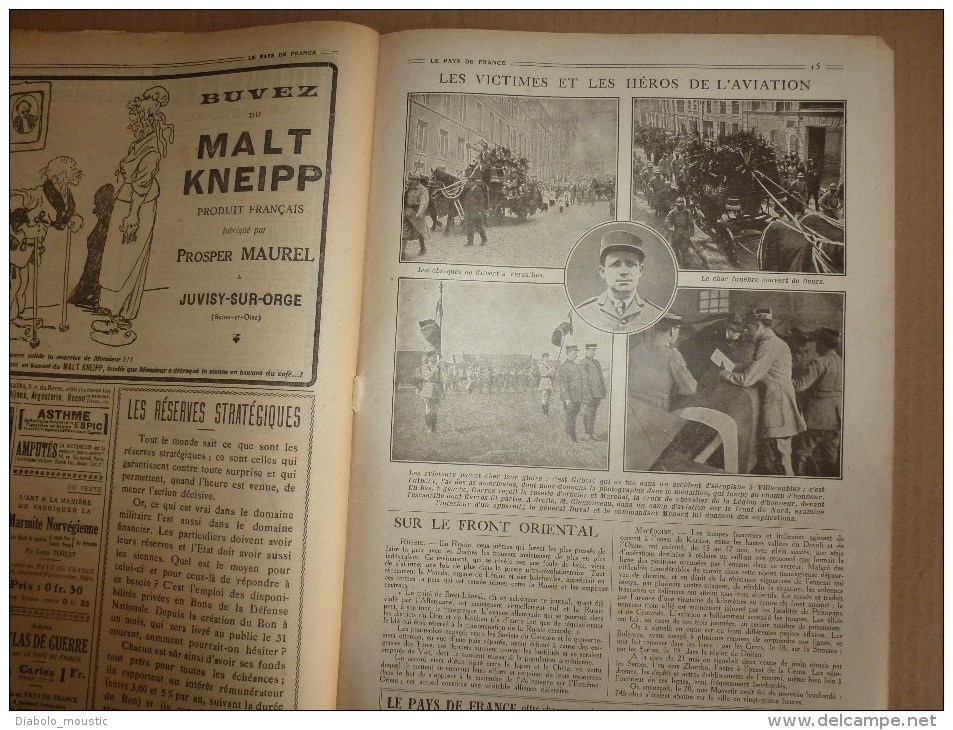 1918 LPDF: Art français à Madrid;Canon british;Gerbéviller;Chasseurs alpins;Aviateurs victimes et FONCK; Alcool d'algue