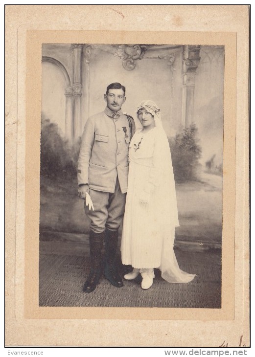 PHOTO SUR CARTON /  MARIES  MILITAIRE   ///// REF SEPT 14 - Noces