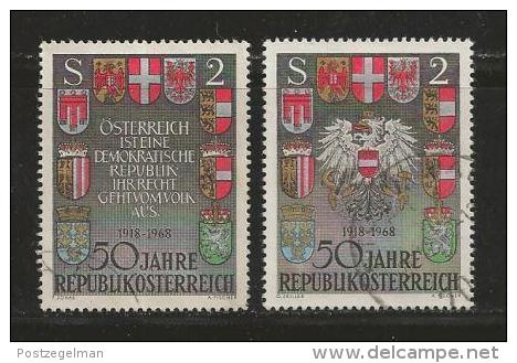 AUSTRIA, 1968, Cancelled Stamp(s), Arms 50 Years Austria, , MI Nr. 1274=1275, #4074 - Used Stamps