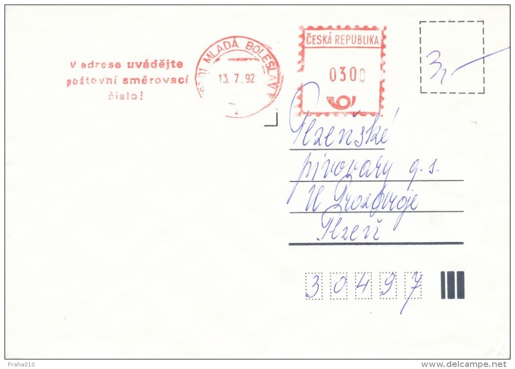 C03732 - Czechoslovakia (1992) 293 01 Mlada Boleslav 1: In An Address Indicate The Zip Code! - Zipcode