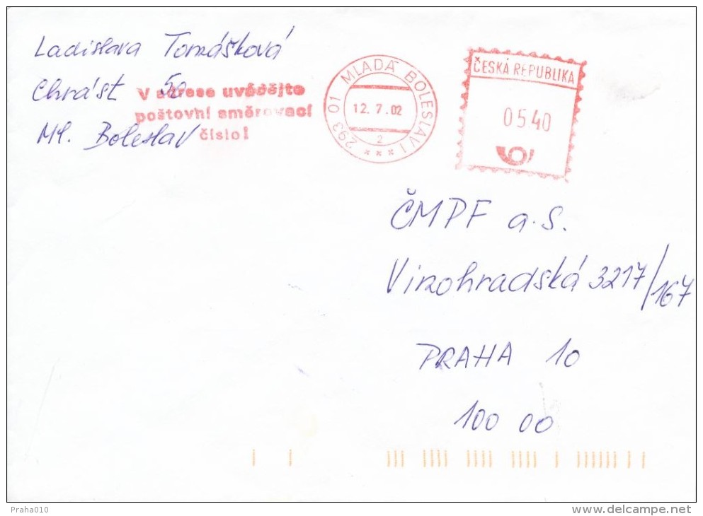 C03757 - Czechoslovakia (1992) 293 01 Mlada Boleslav 1: In An Address Indicate The Zip Code! - Zipcode