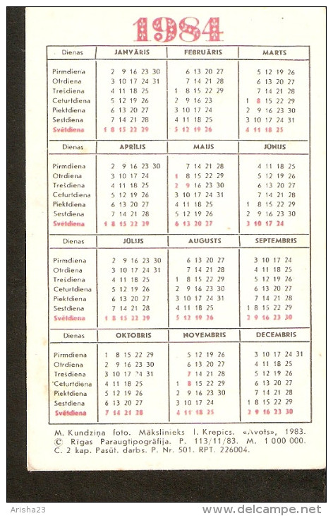 Old Collectibles Soviet Calendar Latvia Riga LSSR USSR 1984 Protected Plant Flora Flower - Cephalantera Rubra (L.) Rich - Small : 1981-90