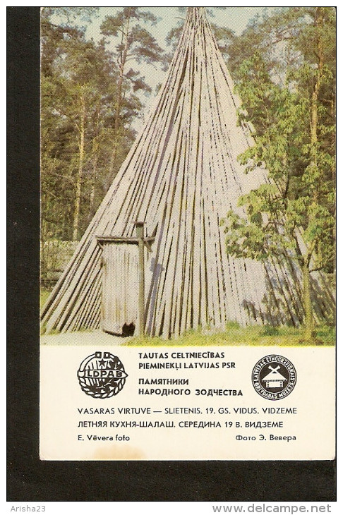 Soviet Latvia LSSR USSR 1983 Memorial Folk Building Architecture Monument - Summer Kitchen Hut 19th Century Vidzeme - Small : 1981-90