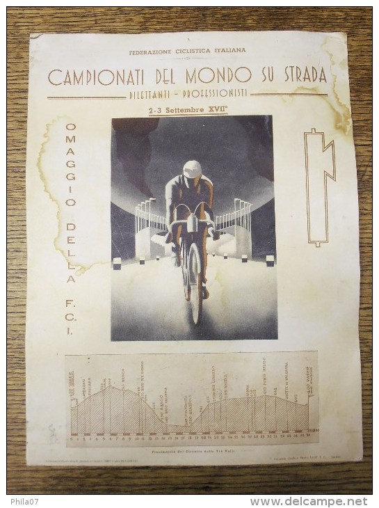 CYCLING PROGRAMME FOR CHAMPIONSHIP 1939. THAT WAS NOT HELD BECAUSE OF BEGINNING OF WWII. - Ciclismo