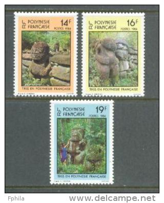 1984 FRENCH POLYNESIA TIKIS SCULPTURES - STATUES MICHEL: 394-396 MNH ** - Neufs