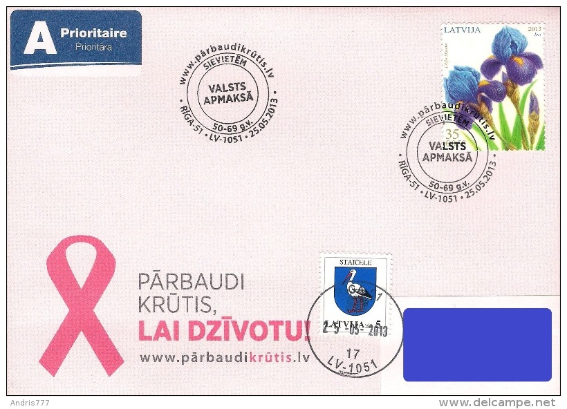 Latvia Lettland Lettonie 2013 Breast Cancer Campaign - I Am Going (addressed Cover) - Latvia